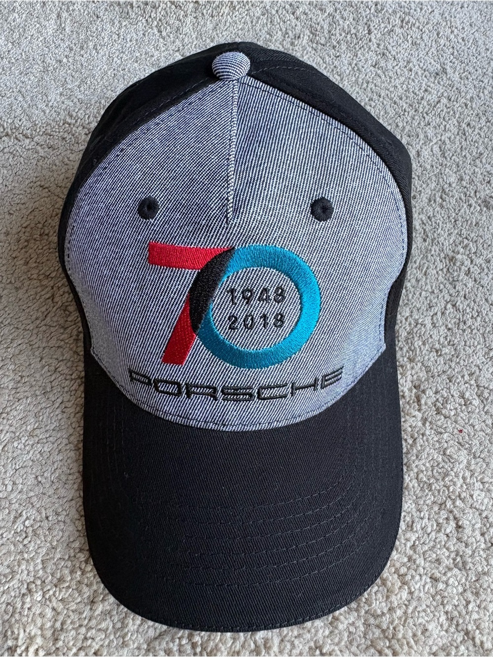 New-Porsche 70th Anniversary Two-Tone Black & Gray Baseball Cap